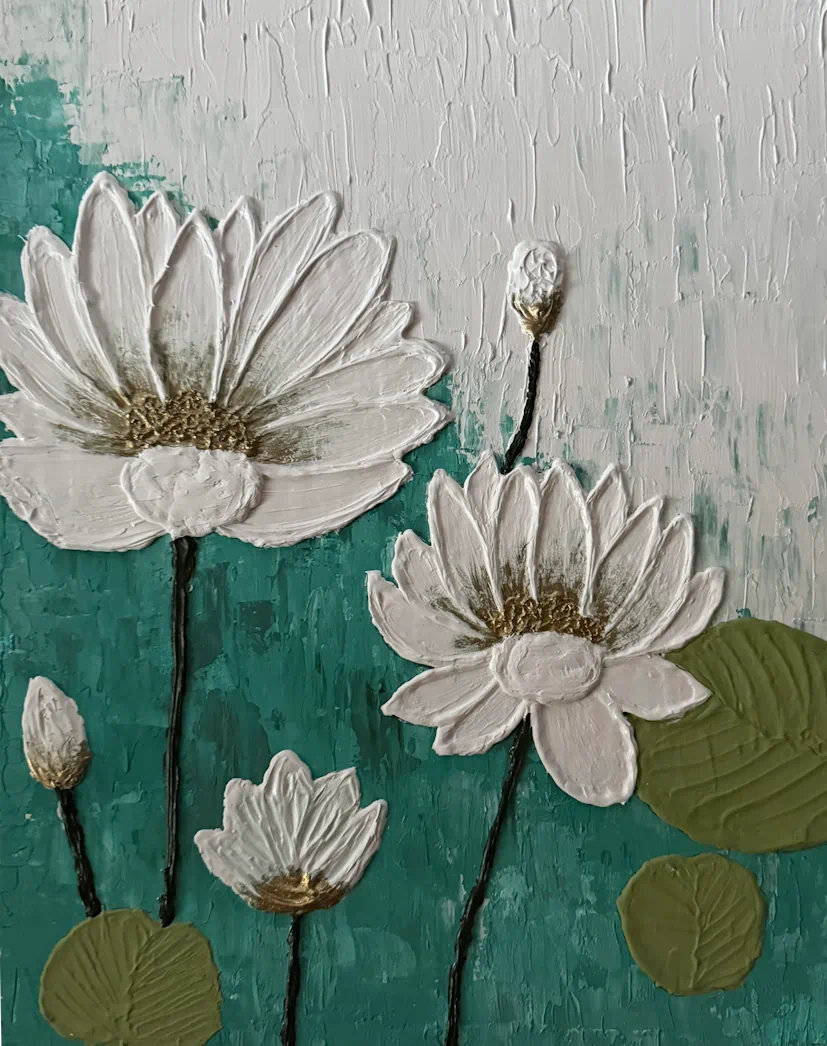 A beautiful lotus painted on canvas.